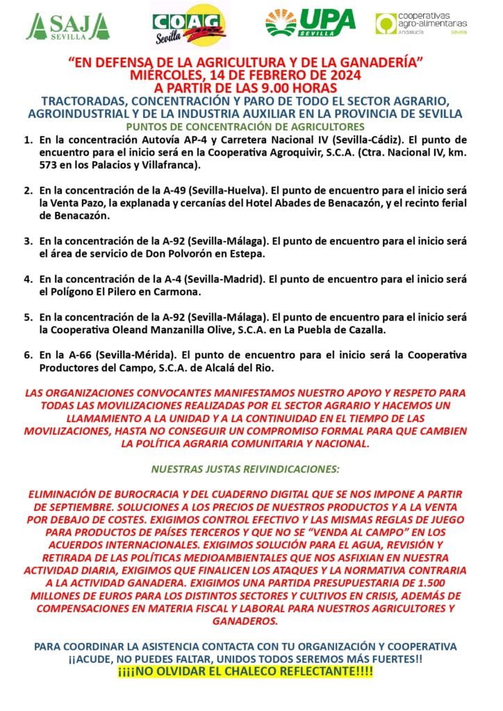 Cartel para la concentración convocada para el próximo 14 de febrero